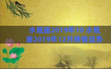 水瓶座2019年10 水瓶座2019年12月感情运势